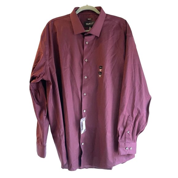 Kenneth Cole AWEARNESS Men’s Shirt Size 19 36/37 Non-Iron Slim Fit Burgundy Red - Picture 1 of 8